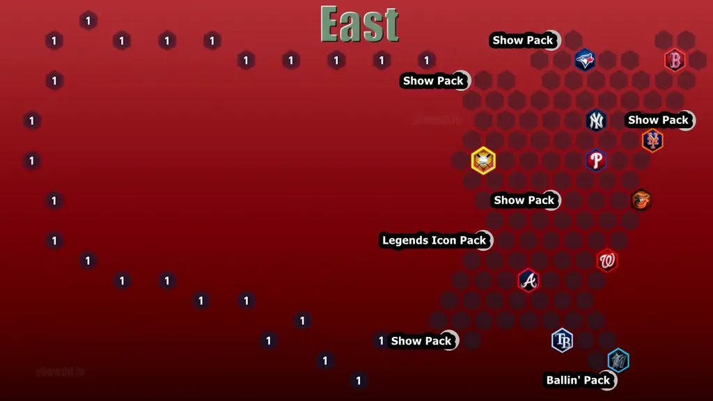 MLB The Show 25 East Conquest Map