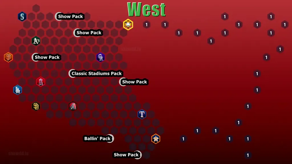 MLB The Show 25 West Conquest Map